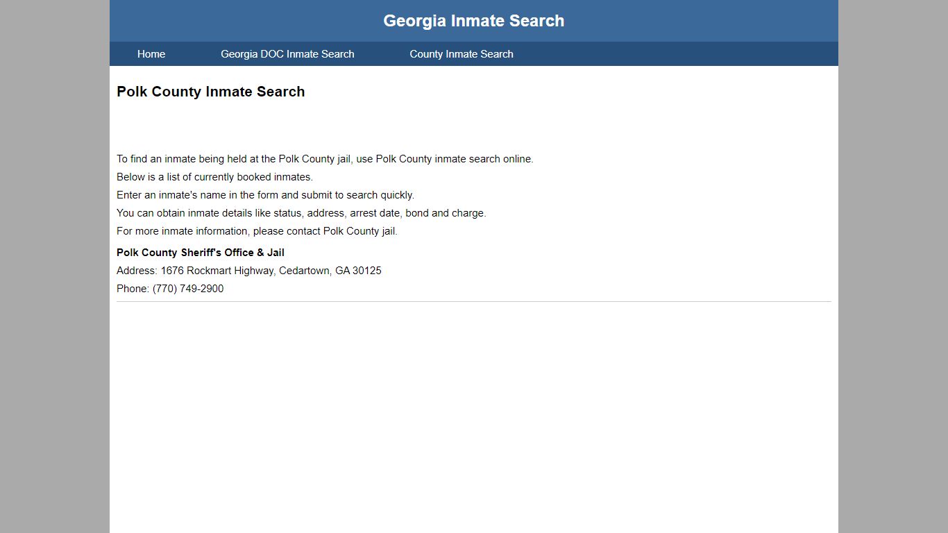 Polk County Inmate Search